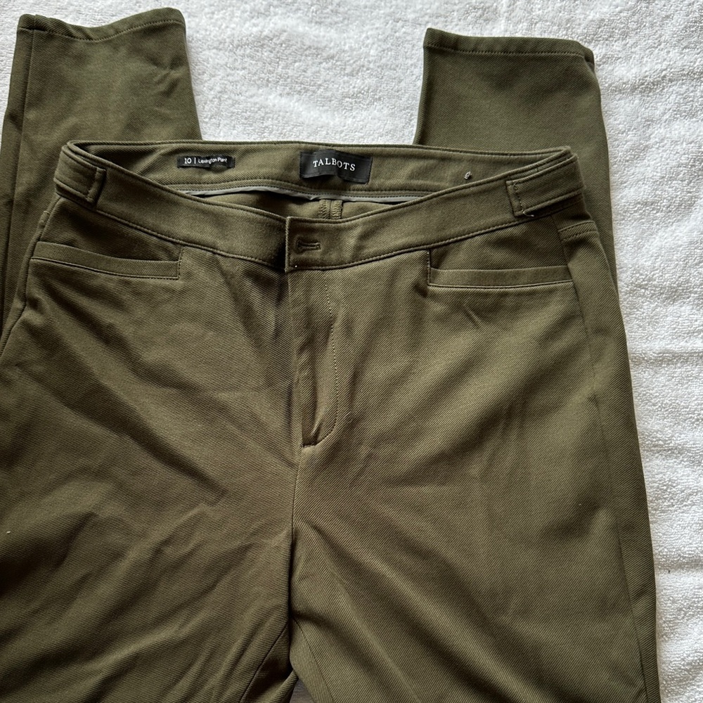 Talbots Lexington Olive Stretch Dress Pants Size 10